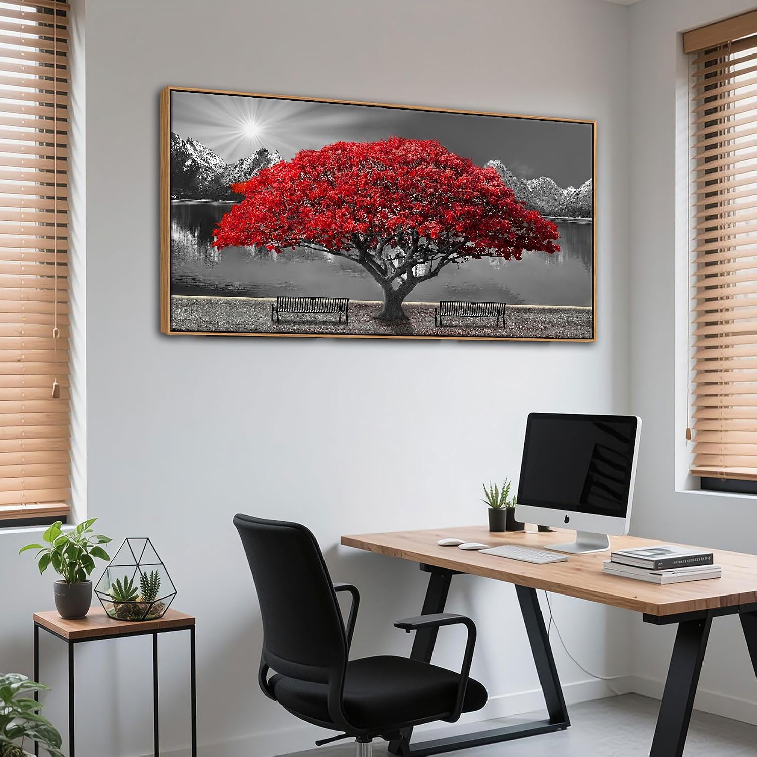 Large Framed Wall Art for Living Room Large Mangrove Landscape Modern Art for Wall Decor Living Room, Bedroom, Office, Home Wall Decor 24x48 inches(With Soild Wood Dark Framed)