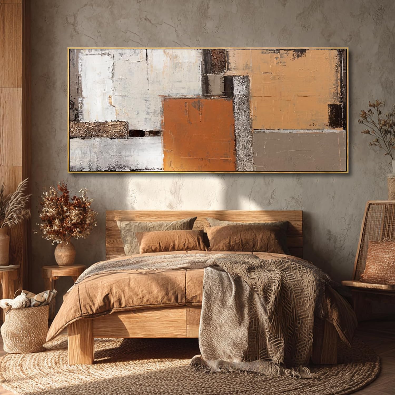 Artexist Modern Wood Wall Decor Geometric Wall Art Abstract Decorative Painting 32'x70' Large Pictures for Bedroom Decorations for Office