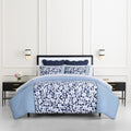 kate spade new york Anemone Field King Comforter Set, 100% Cotton Reversible Cover, All Season 3 Piece Bedding, Machine Washable, Blue Multicolor