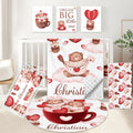 KAINSY Custom Crib Bedding Set 5 Piece for Girls Boys – Personalized Heart Bear Theme, Newborn Sleep Set, Nursery Decor, Toddler Room Essentials, Infant Sleep, Baby Room Accessories, Baby Gift