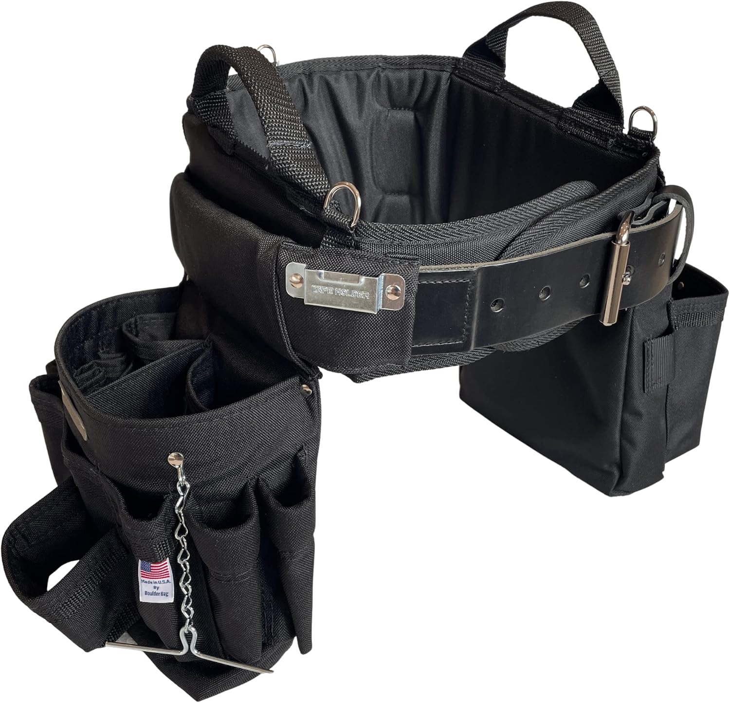 BOULDER BAG Ultimate Electrician's MAX Combo With Comfort Back Support Tool Belt, Leather Buckle, Heavy Duty, Black, (3X-Large 49-56 Inch Waist), Made in USA