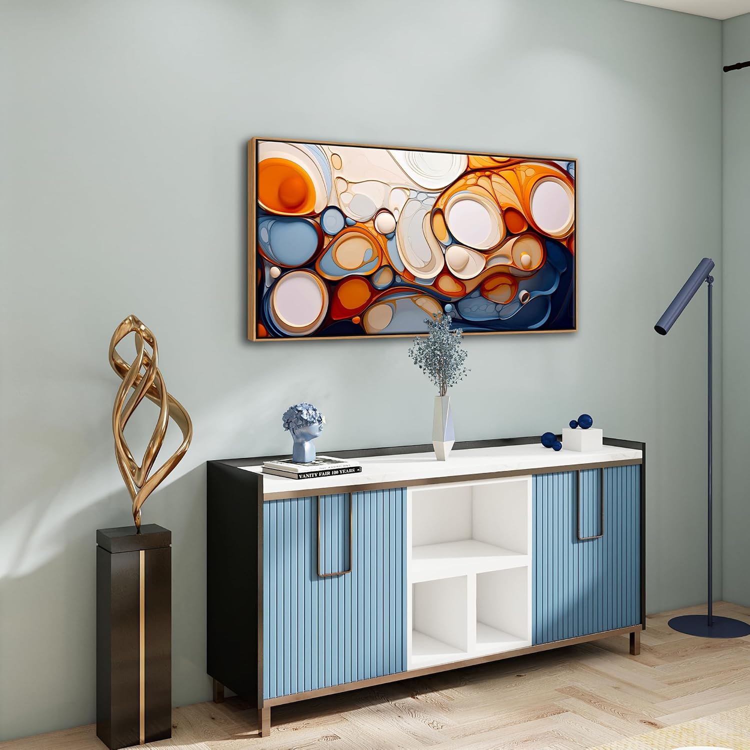 Abstract Wall Art - Modern Colorful Framed Canvas Wall Art for Living Room,Office - Large Decorative Artwork for Bedroom, Aesthetic Room Decor, Oil Painting