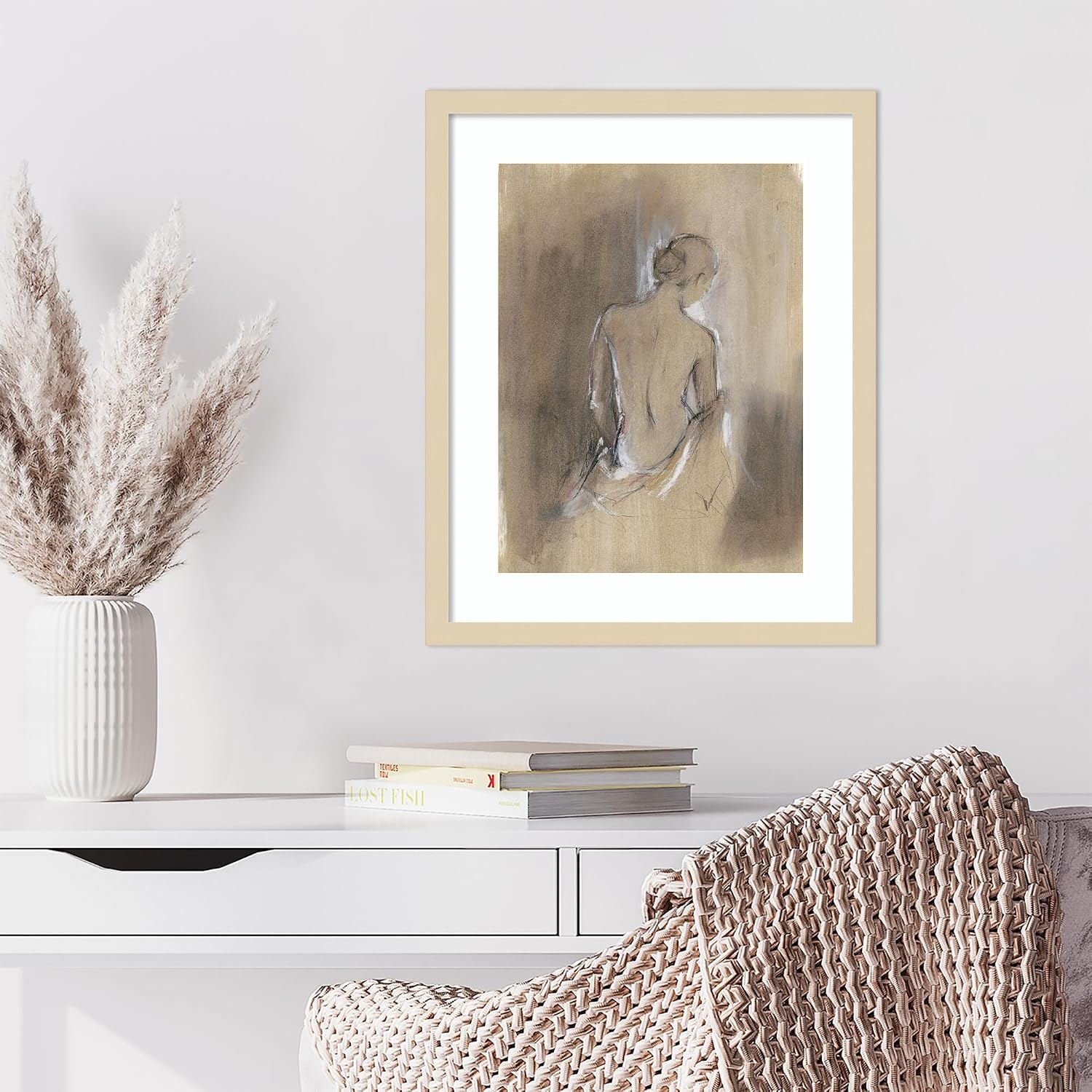 Amanti Art Framed Wall Art Print 21x17 Embellished Contemporary Figure II by Ethan Harper, People Wall Art, Modern Contemporary Decor, Small Poster Painting Artwork for Living Room, Bedroom, Bathroom