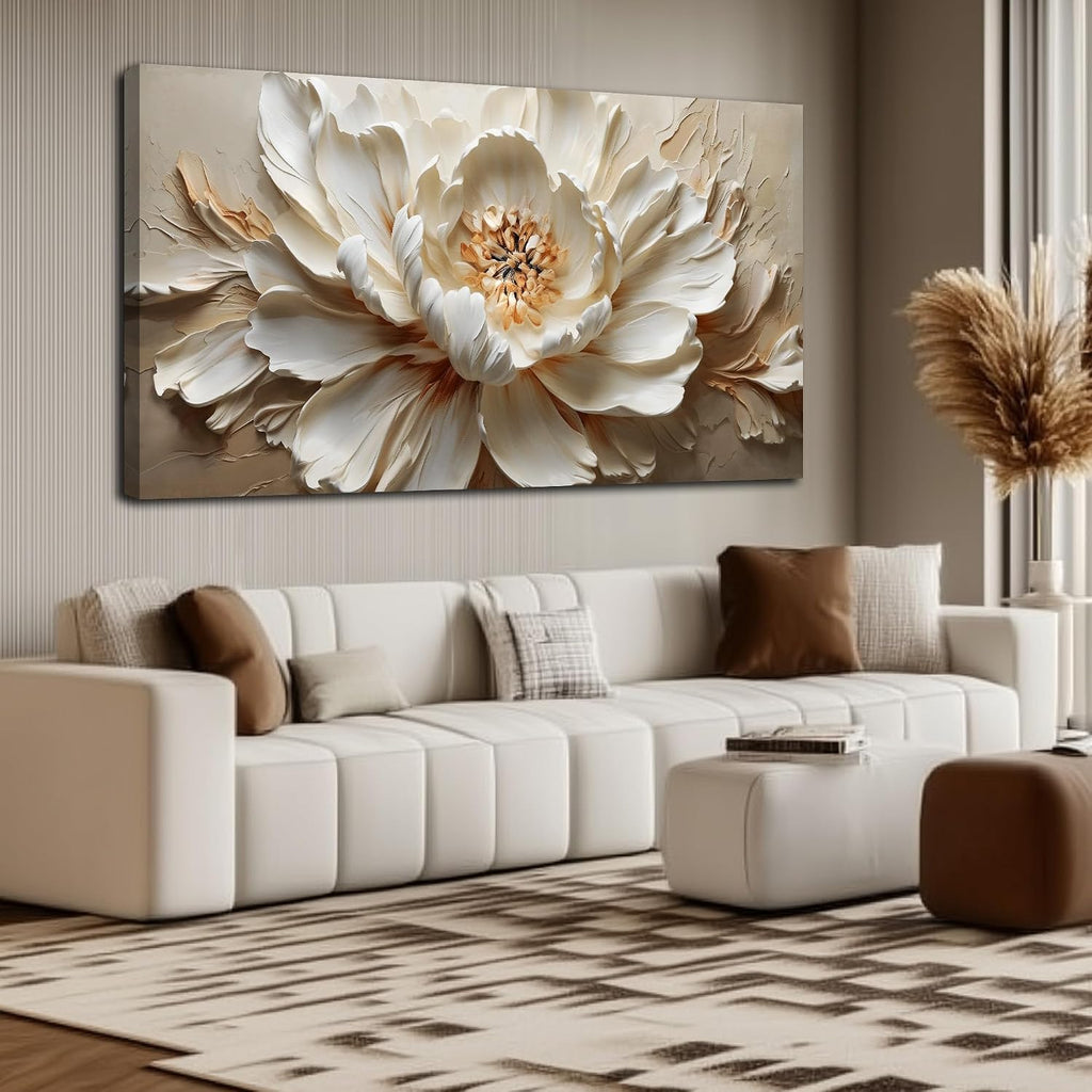 Flower Pictures Wall Decor for Living Room White and Brown Canvas Wall Art Decor Large Bedroom Decor for Teen Girls 29 x 58 Inch