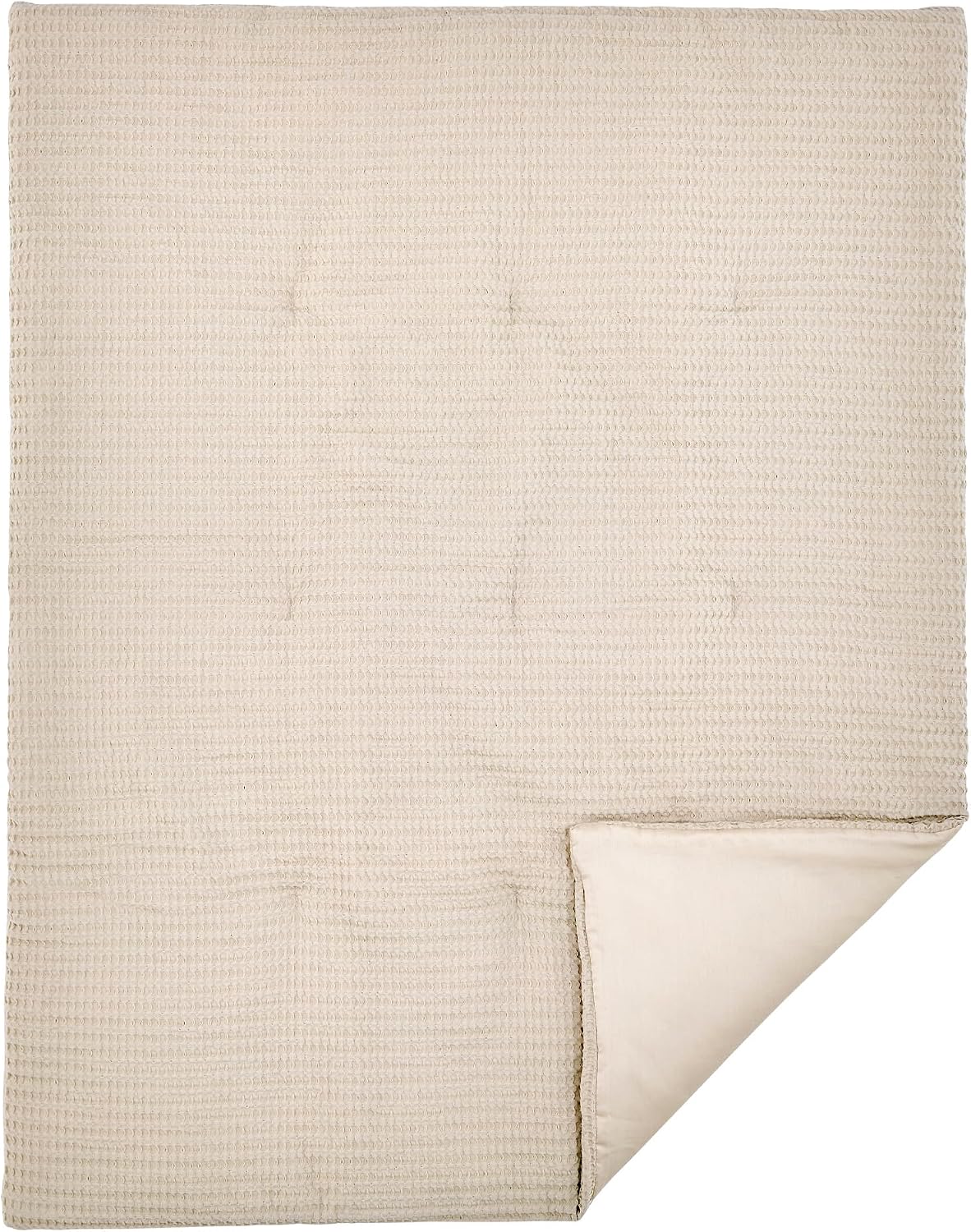 Levtex Baby - Mills Waffle Crib Bed Set - Baby Nursery Set - Taupe - Taupe Textured Waffle - 4 Piece Set Includes Quilt, Fitted Sheet, Dust Ruffle and Rope Basket