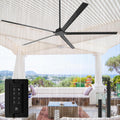 Waterproof Outdoor Ceiling Fans, 84' Industrial Black Ceiling Fans without Lights, Large DC Motor Ceiling Fan No Light with Reversible Aluminum Blade, Wet-rated Fan for Patio Gazebo Porch Living Room