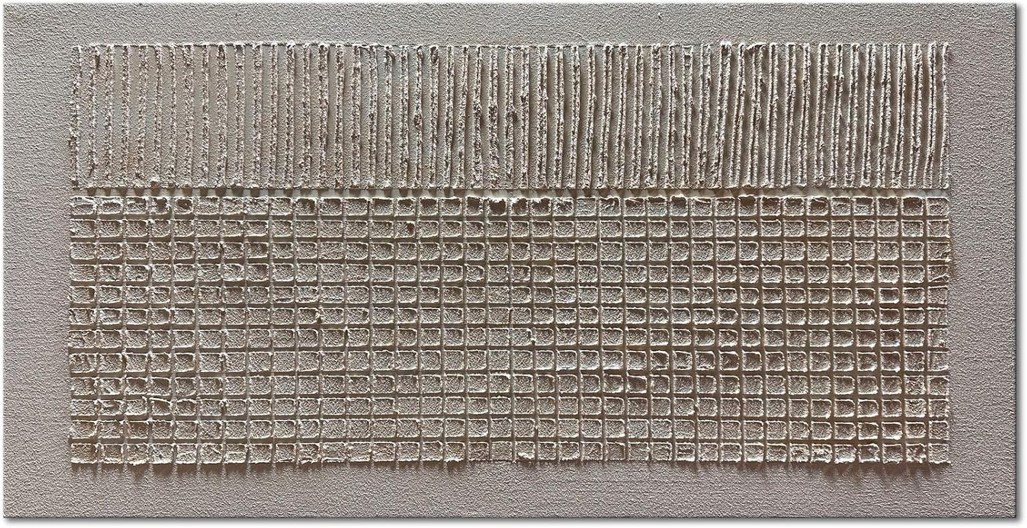 Slyart Hand-Painted Beige Texture Abstract Wall Art Oil Painting 48x24 inch Contemporary Minimalist Art Home Wall Decoration for Living Room Bedroom Kitchen Office
