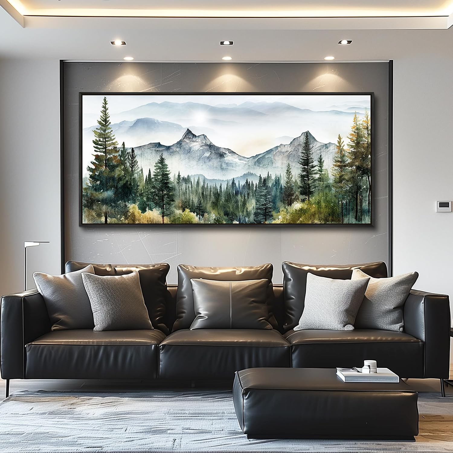 Wapluam Canvas Wall Art For Living Room, Large Framed Wall Decor For Bedroom Modern Office Wall Decorations Forest Landscape Paintings Farmhouse Mountain Pictures Artwork Room Home Aesthetic 32x72