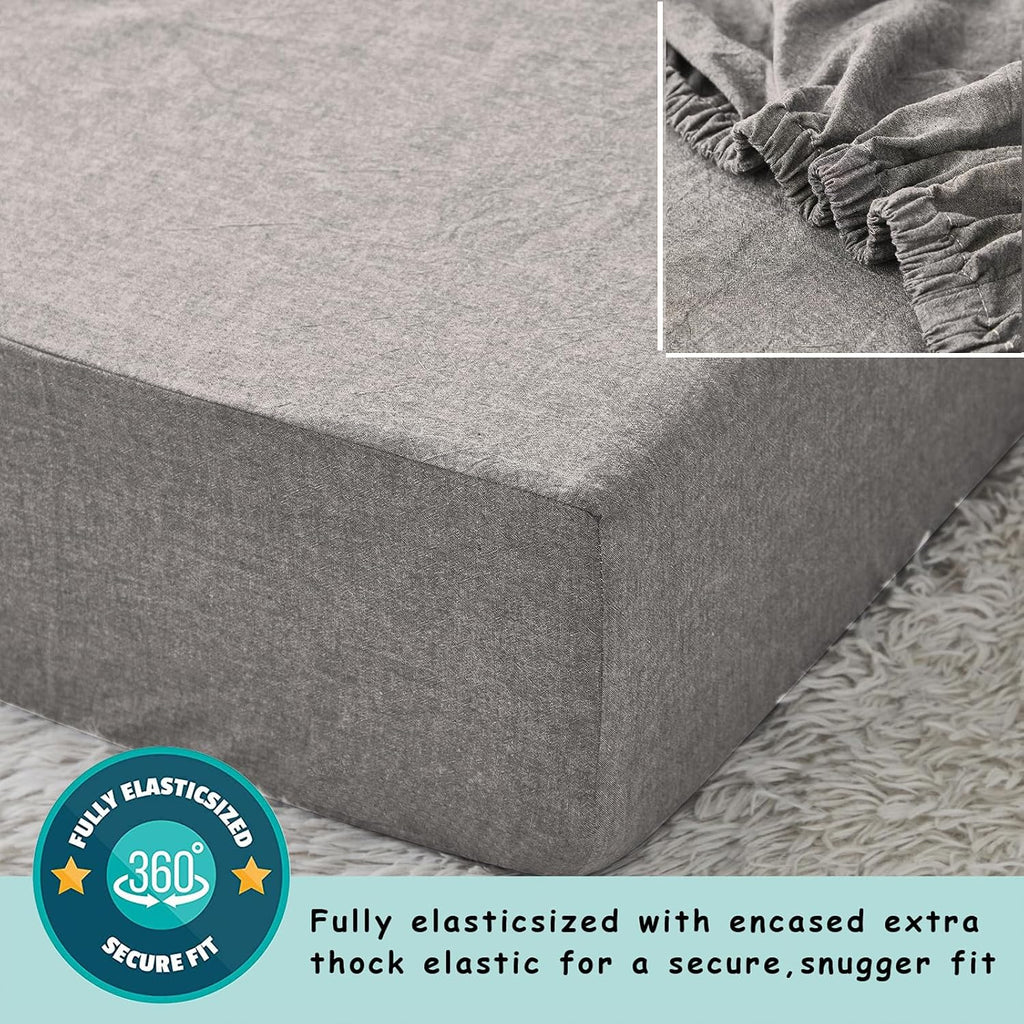Brandream Ruffle Crib Bedding Set for Baby Boys 100% Cotton Gender Neutral Boho Bohemian Farmhouse Chic 6-Piece Nursery Bedding Set Grey