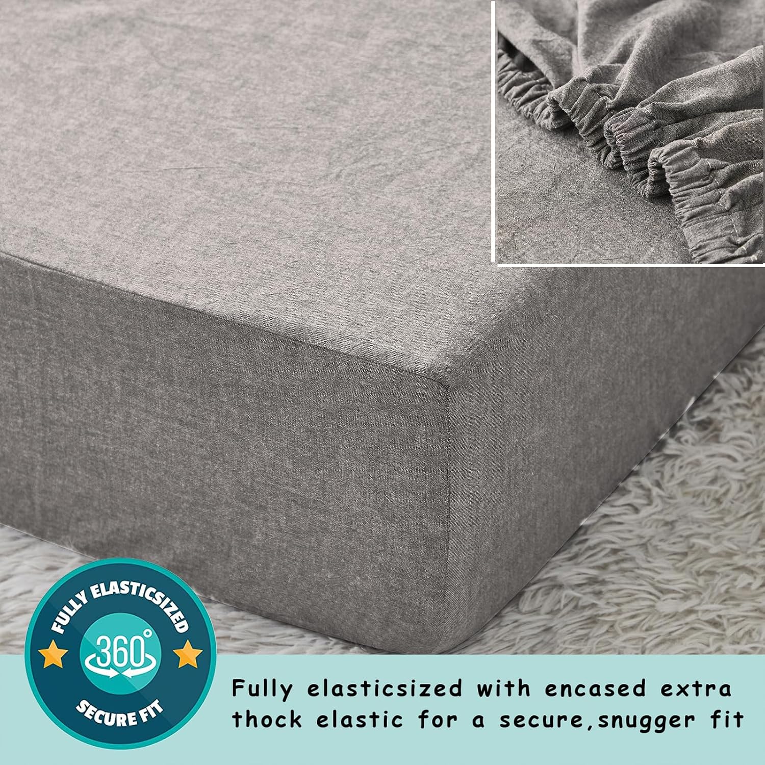 Brandream Ruffle Crib Bedding Set for Baby Boys 100% Cotton Gender Neutral Boho Bohemian Farmhouse Chic 6-Piece Nursery Bedding Set Grey