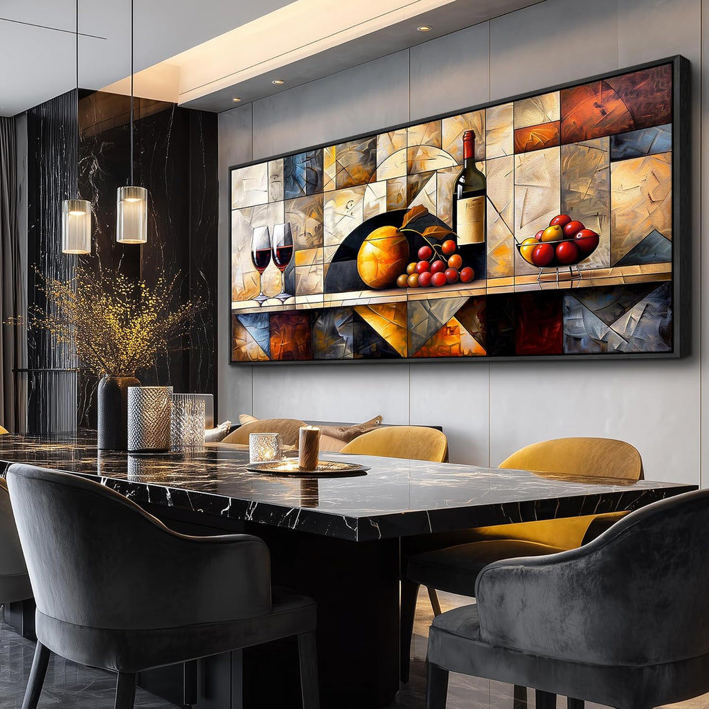 QIYILEXWART Canvas Wall Art For Living Room Large Wall Decor For Office Kitchen Decorations Wine Glass Landscape Pictures Farmhouse Painting Artwork Room Wall Mural Aesthetic Home Decor 32x72 In