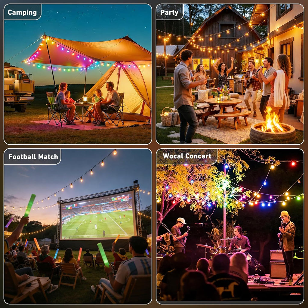 LETIANPAI 400FT RGB+IC Outdoor String Lights, IP67 Waterproof LED Color Changing Clear Bulb String Lights with App & Remote Control, Shatterproof Hanging Patio Lights for Backyard Garden Party