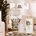Personalized Crib Bedding Set for Baby Boys Girls, Custom Name Baby Crib Sets 5-Pcs - Toddler Double Layer Blanket Fitted Sheet Changing Pad Cover Rug Wall Art Set, Squirrel Stump Theme Nursery Décor