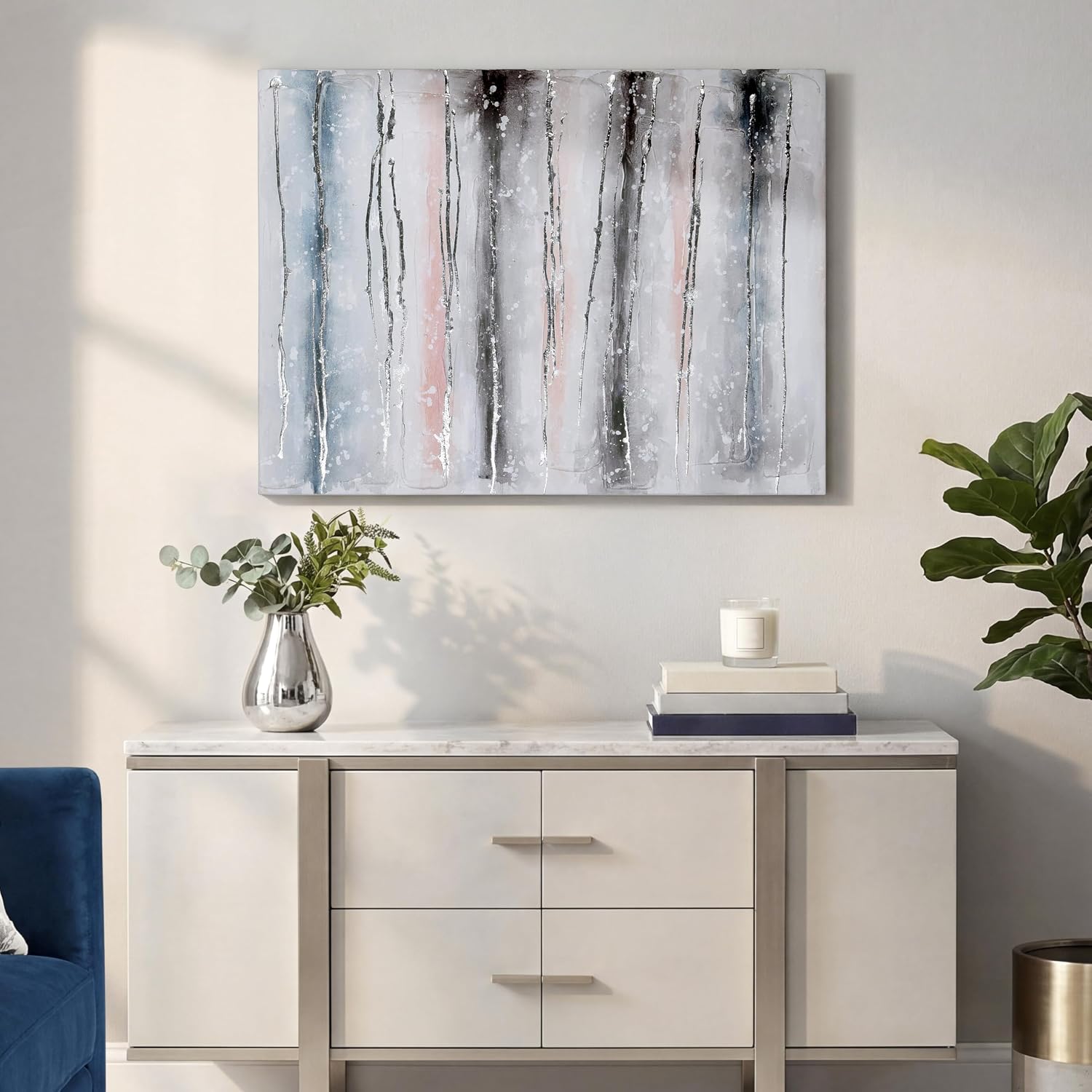 Empire Art Direct Abstract Wall Art Textured Hand Painted Canvas by Martin Edwards, Unframed, 40' x 30', Blue Roads