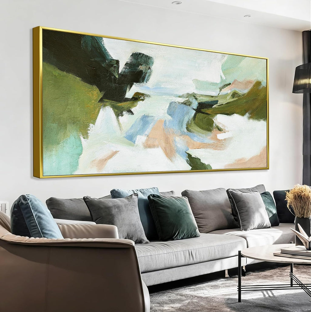 Suconvng Large Gold Framed Wall Art Abstract Colorful Wall Art Living Room Canvas Art Wall Decor Office Abstract Wall Decor Multicolor For Bedroom Kitchen Home Artwork 29x58 Inch