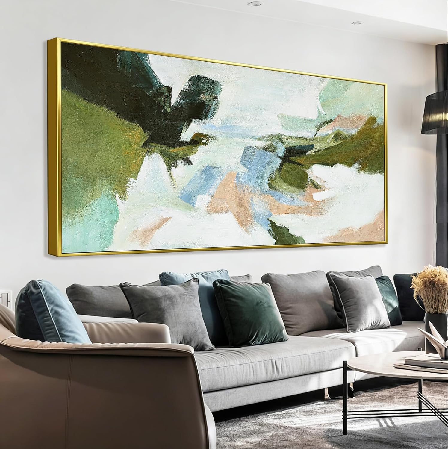 Suconvng Large Gold Framed Wall Art Abstract Colorful Wall Art Living Room Canvas Art Wall Decor Office Abstract Wall Decor Multicolor For Bedroom Kitchen Home Artwork 29x58 Inch