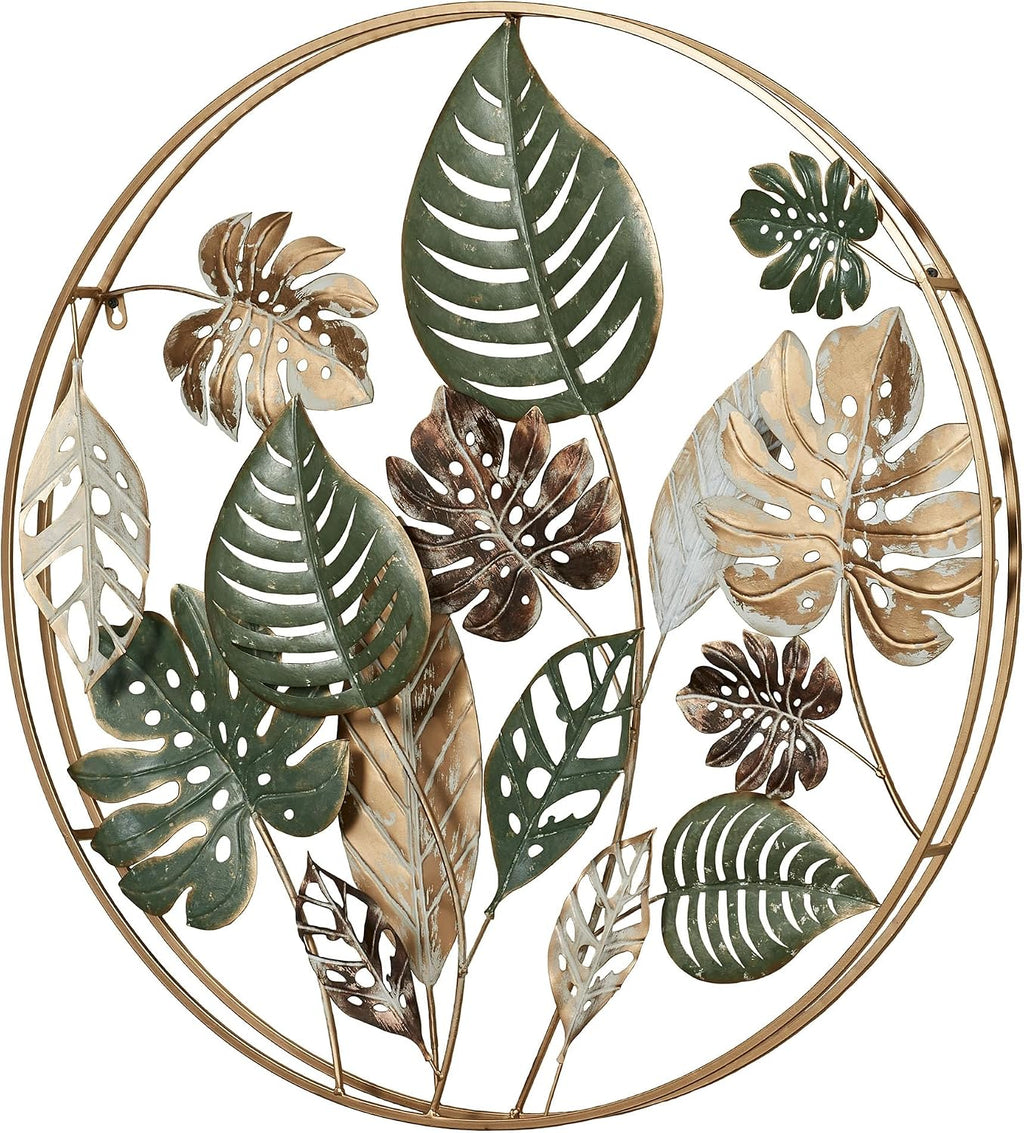 Touch of Class Tropical Impressions Green and Gold Botanical Leaf Wall Sculpture