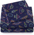 1500 Supreme Kids Bed Sheet Collection - Fun Colorful and Comfortable Boys and Girls Toddler Sheet Sets - Deep Pocket Wrinkle Free Soft and Cozy Bedding - Twin, Neon Spaceships(Pack of 12)