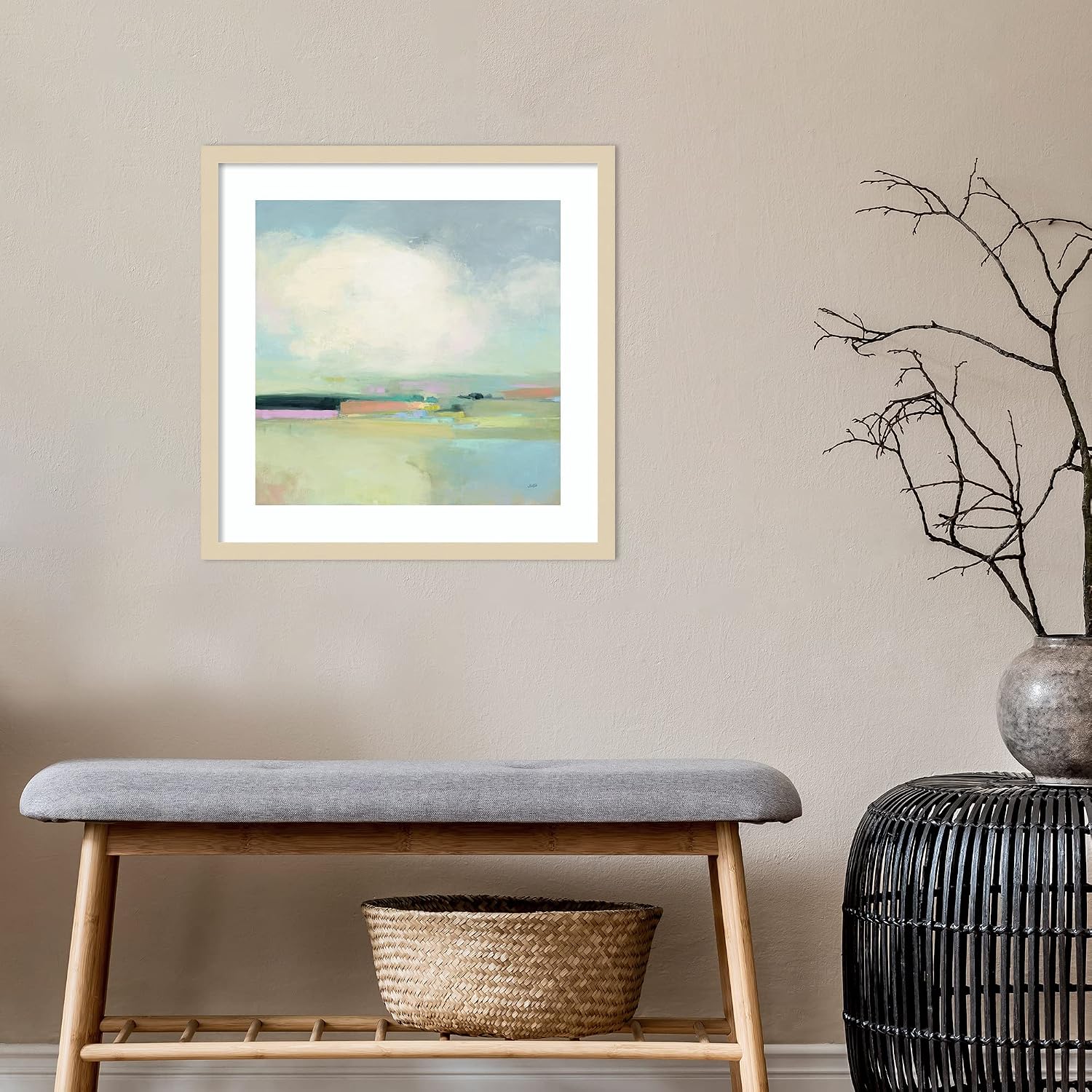 Amanti Art Framed Wall Art Print 21x21 Colorful Landscape by Julia Purinton, Abstract Wall Art, Modern Contemporary Decor, Medium Poster Painting Artwork for Living Room, Bedroom, Bathroom, Kitchen,