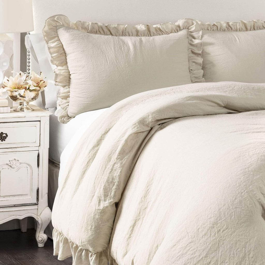 Lush Decor Reyna Ruffle Comforter Set, Full/Queen, Wheat, 3 Piece Cozy Bedding Set