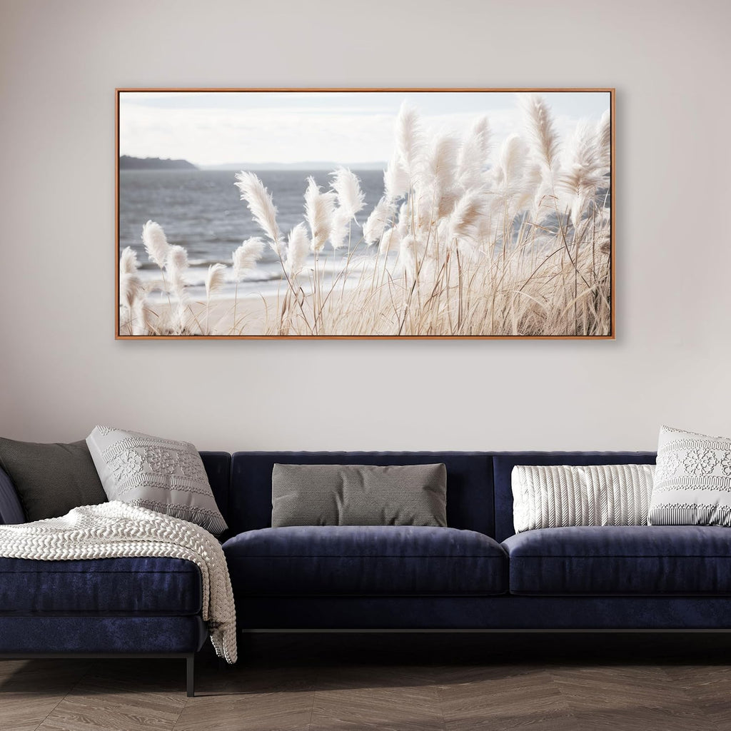 Wall Art Framed Artwork Decor Nature Canvas Art ReedSeascape Wall Decor for Bedroom Living Room Decoration Home Kitchen Office 29' x 58'