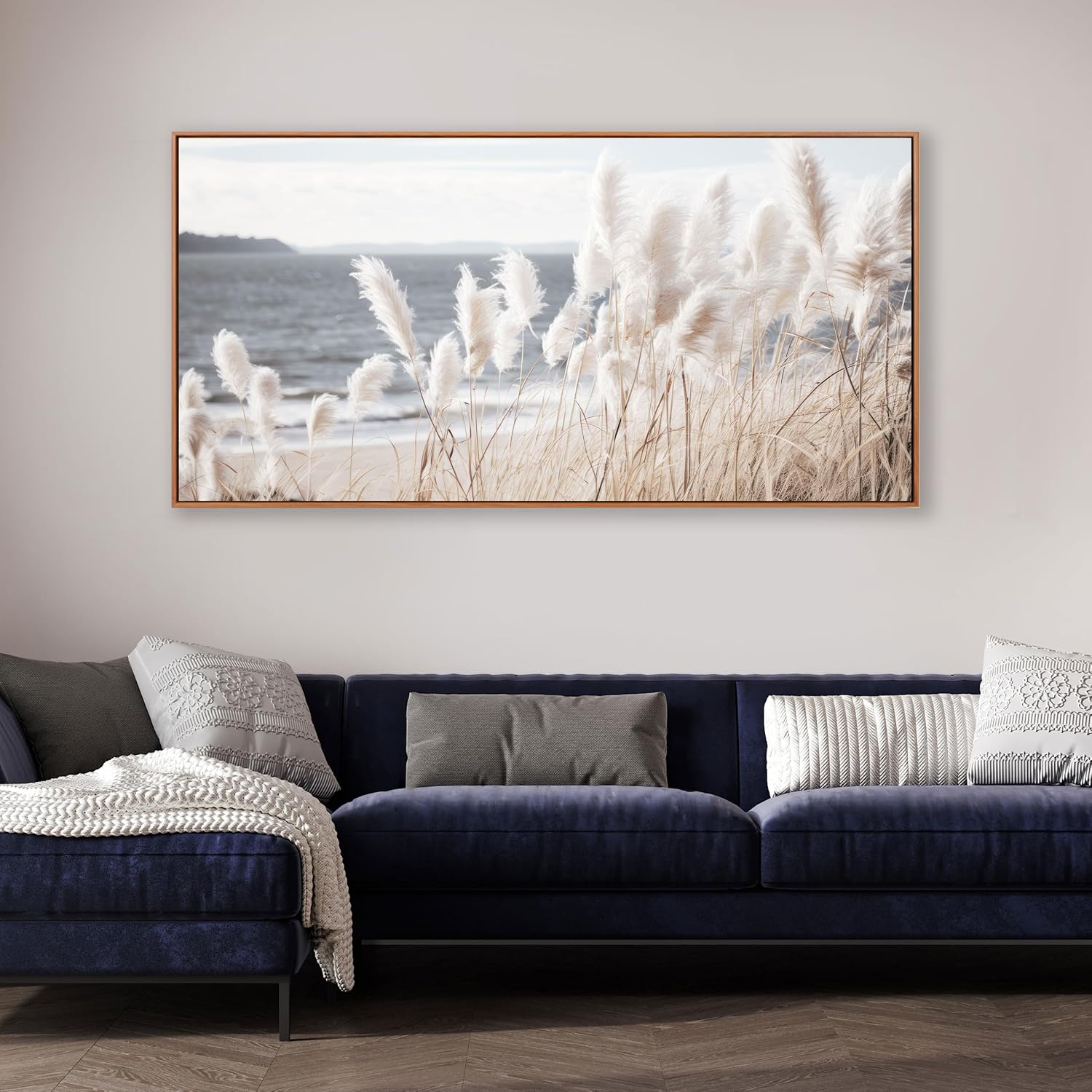 Wall Art Framed Artwork Decor Nature Canvas Art ReedSeascape Wall Decor for Bedroom Living Room Decoration Home Kitchen Office 29' x 58'