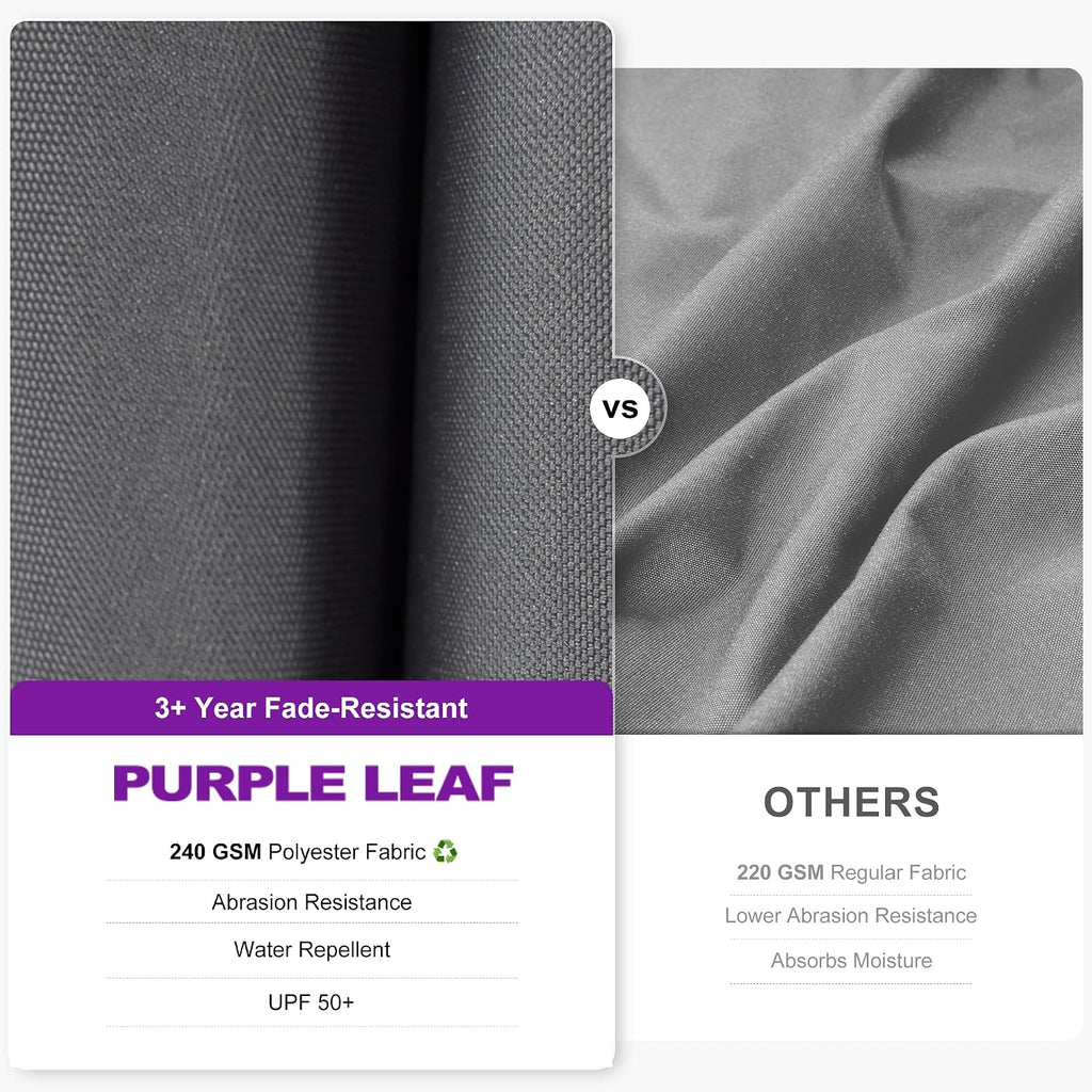 PURPLE LEAF 10 Feet Patio Umbrella Outdoor Cantilever Solar Powered LED Swivel Square Umbrella Aluminum Offset Umbrella with 360-degree Rotation for Garden Deck Pool Patio Light Grey