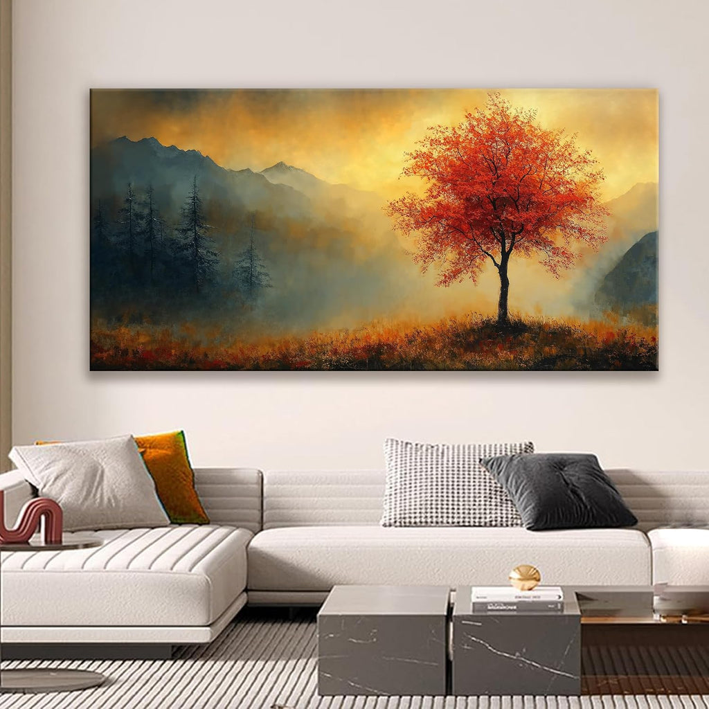 Suconvng Wall Art For Living Room Prints Tree Of Life Gold Landscape Canvas Art Wall Decor Large Wall Art Print Painting Picture For Bedroom Hotel Aesthetic Home Decor Artwork 29 X 58 Inch