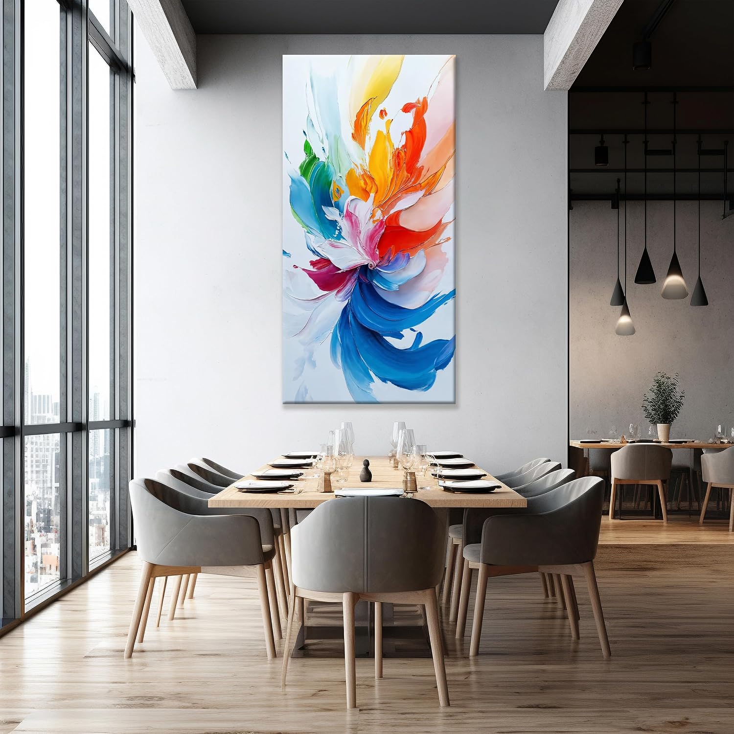 TAIJXAGSG Large Canvas Art Wall Decor Prints Colorful Abstract Wall Art For Living Room Blue Abstract Art Artwork Painting Picture For Bedroom Hotel Office Home Aesthetic Wall Decor 29 X 58 In