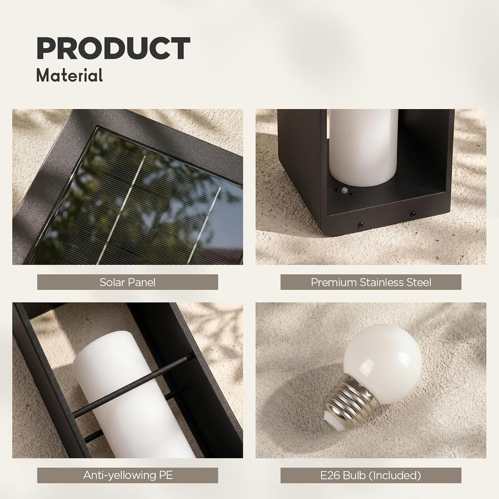 Outdoor Lights for Patio, IP65 Solar Lanterns Outdoor Waterproof, Dusk to Dawn Floor Lamp with 3000K LED, Solar Powered Landscape Lighting for Garden, Yard, Deck, Backyard, Porch and Path