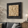 Framed 3D Textured Wood Wall Art, Modern Minimalist Nature Wood Geometric Artwork for Walls, Contemporary Rustic Black Sandstone Painting Wall Decor for Living Room, Bedroom, Kitchen, Office, 28x28