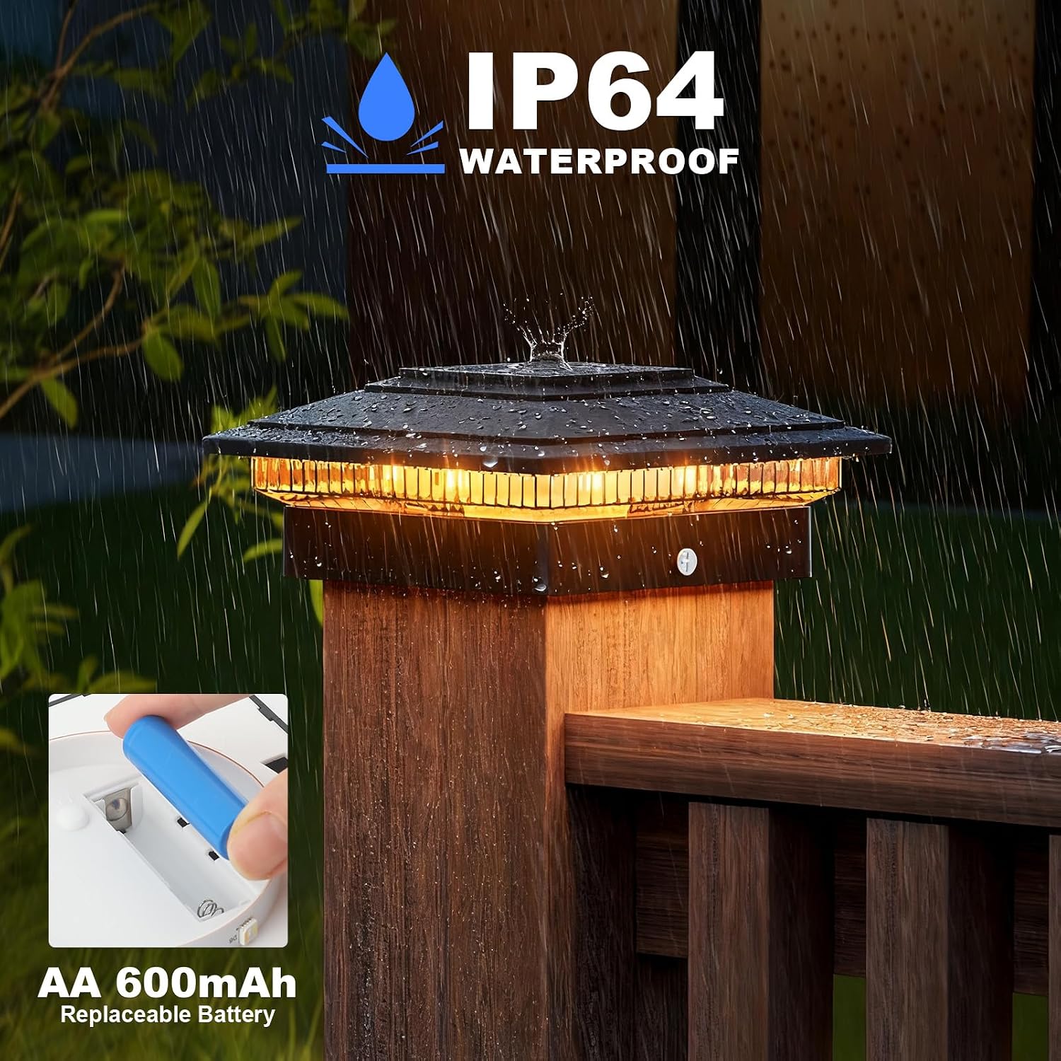 APONUO Solar Post Cap Lights Color Changing - RGB 8 Solid & Gradient Colors, IP65 Waterproof, for 4x4 5x5 6x6 Wood Vinyl Fences, Deck, Patio, Yard, Black, 16 Pack