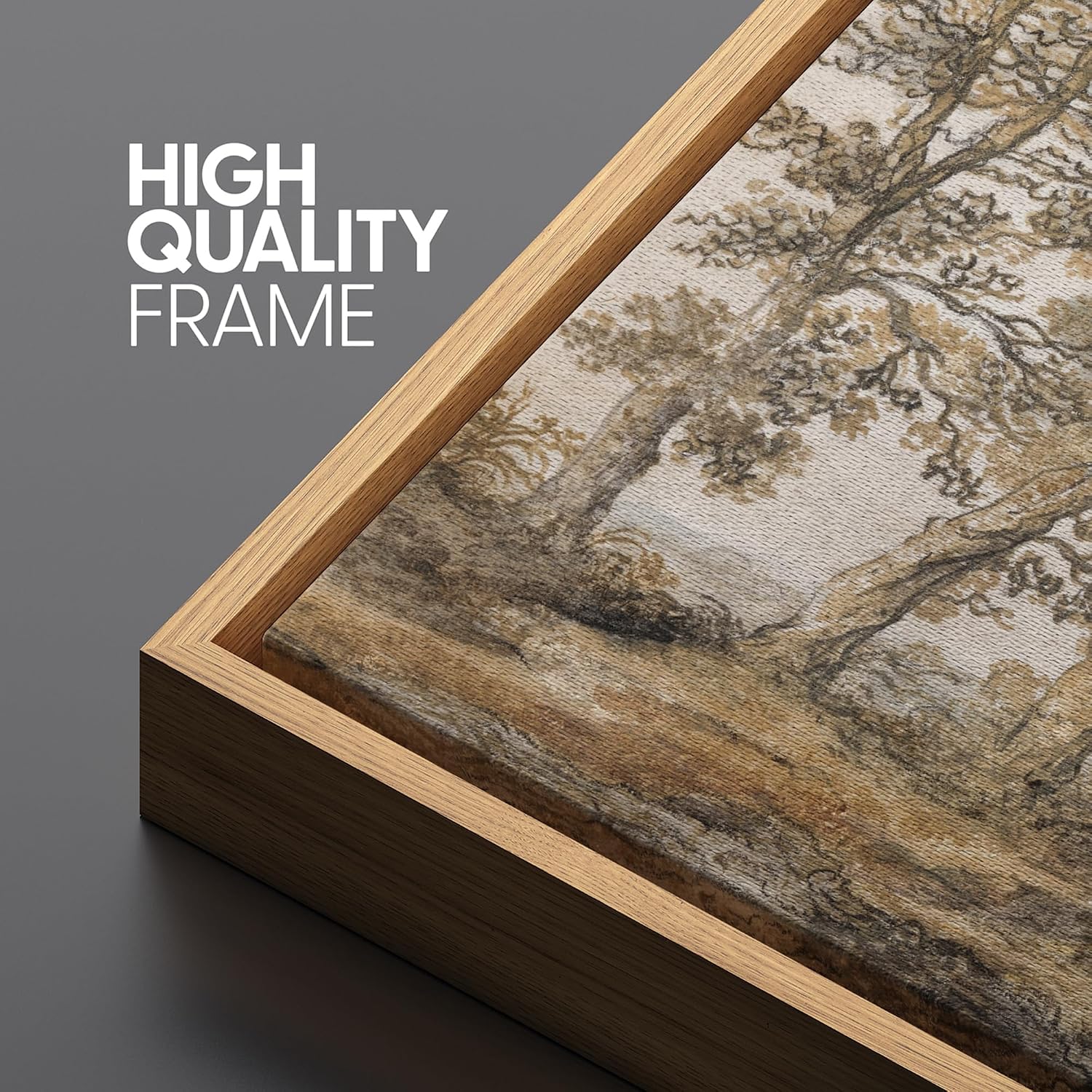 SIGNFORD Extra Large Framed Canvas Print Wall Art Classical Forest Sketch Vintage Style Tree Illustrations Modern Art Relax/Calm Warm for Living Room, Bedroom, Office - 60'x30'