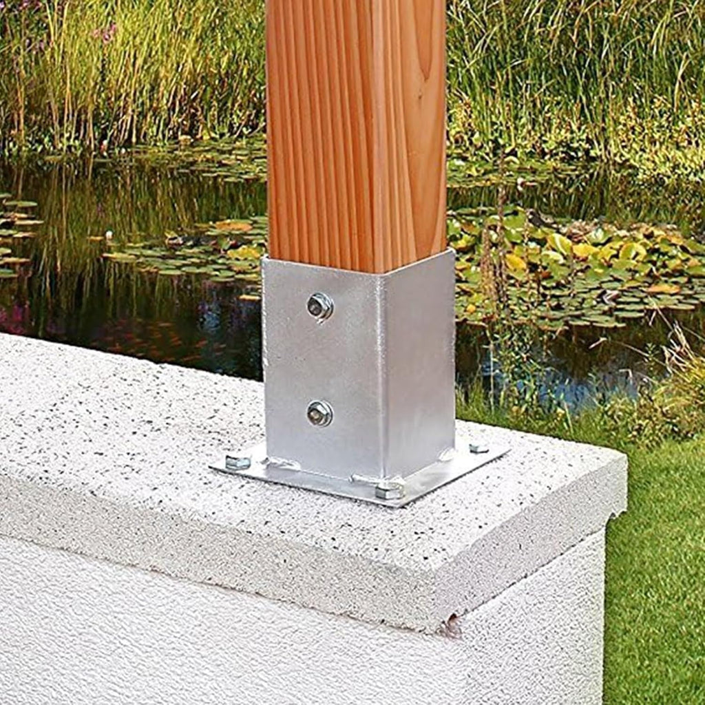 Heavy Duty Fence Post Stakes Deck Base with Complete Kit, Concrete Post Anchor for Wood Deck/Pergola/Mailbox(3.9x3.9 in/100x100 mm)