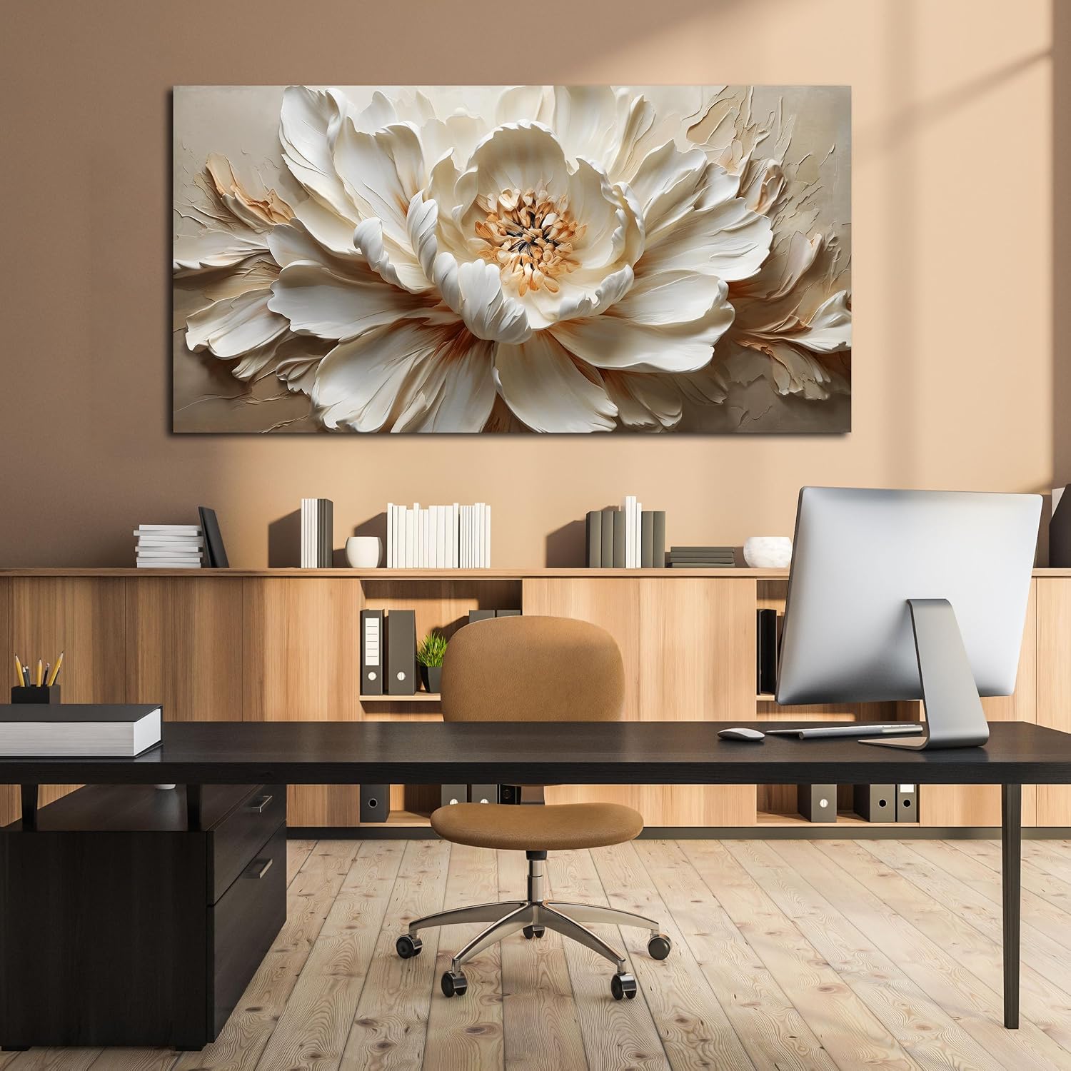 Flower Pictures Wall Decor for Living Room White and Brown Canvas Wall Art Decor Large Bedroom Decor for Teen Girls 29 x 58 Inch