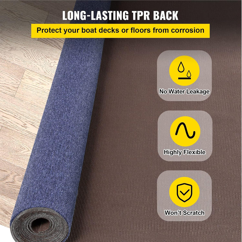 Happybuy 6 ft x 29.5 ft Deep Blue Marine Carpet for Boats Waterproof - 0.18' Thick Indoor Outdoor Rug Carpet Roll for Home Patio Porch Deck