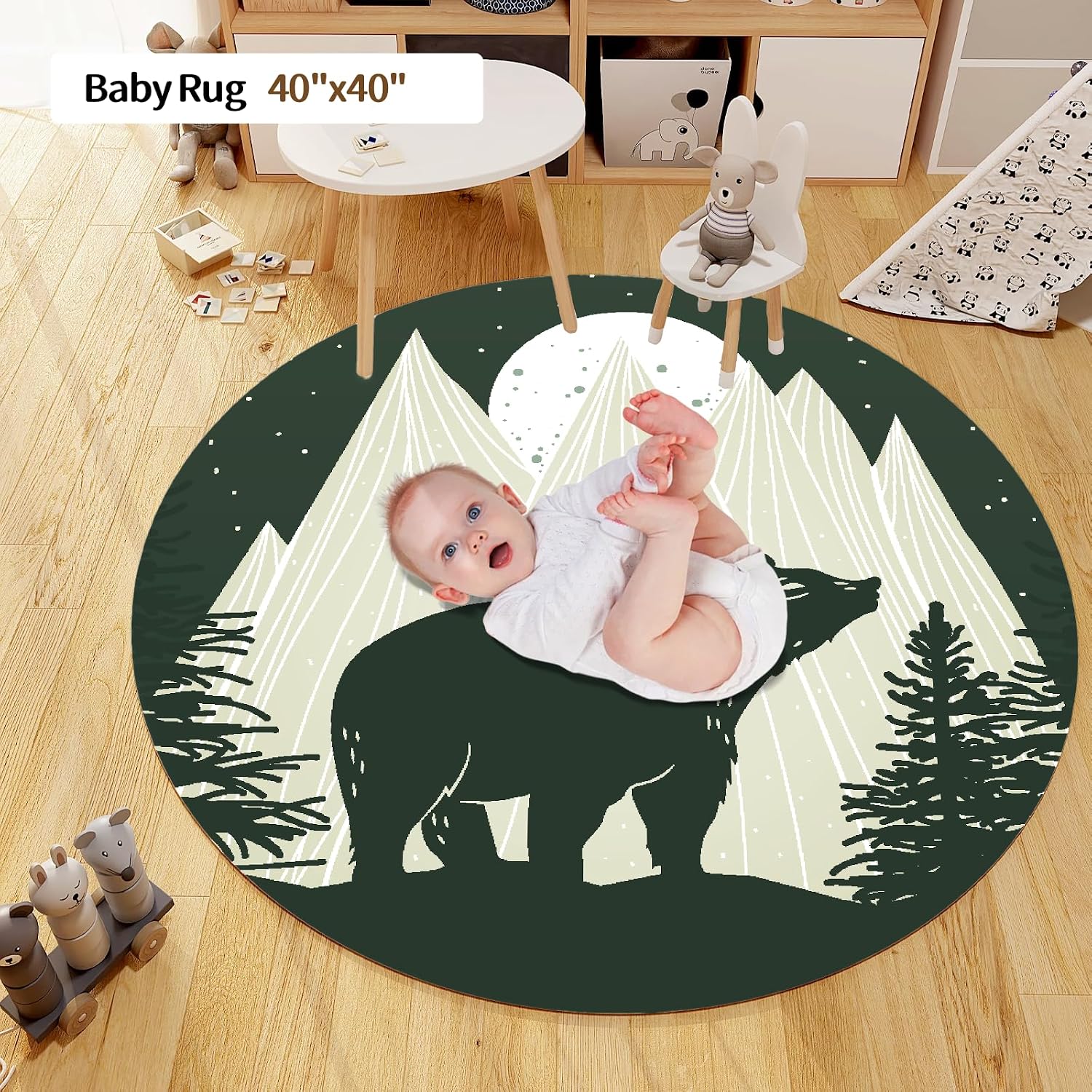 Personalized Baby Crib Bedding Set, Custom Name Nursery Bedding, Polar Bear 5 Pcs Baby Bedding Set for Girl Boy, Double Layer Crib Set, Custom Gifts(Fixed Size)