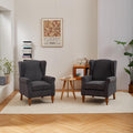 Mid-Century High Wingback Chair Set of 2,Modern Fabric Accent Chair Armchair with Solid Wood Coffee Table Set,Leisure Single Sofa Chair for Living Room,Club,Home Reception,Antique Dark Grey