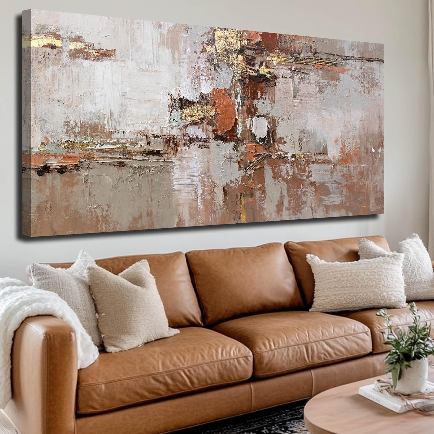 Gold Canvas Wall Art Framed Prints for Wall Decor 29'x58' Abstract Artwork for Living Room Posters for Bedroom Kitchen