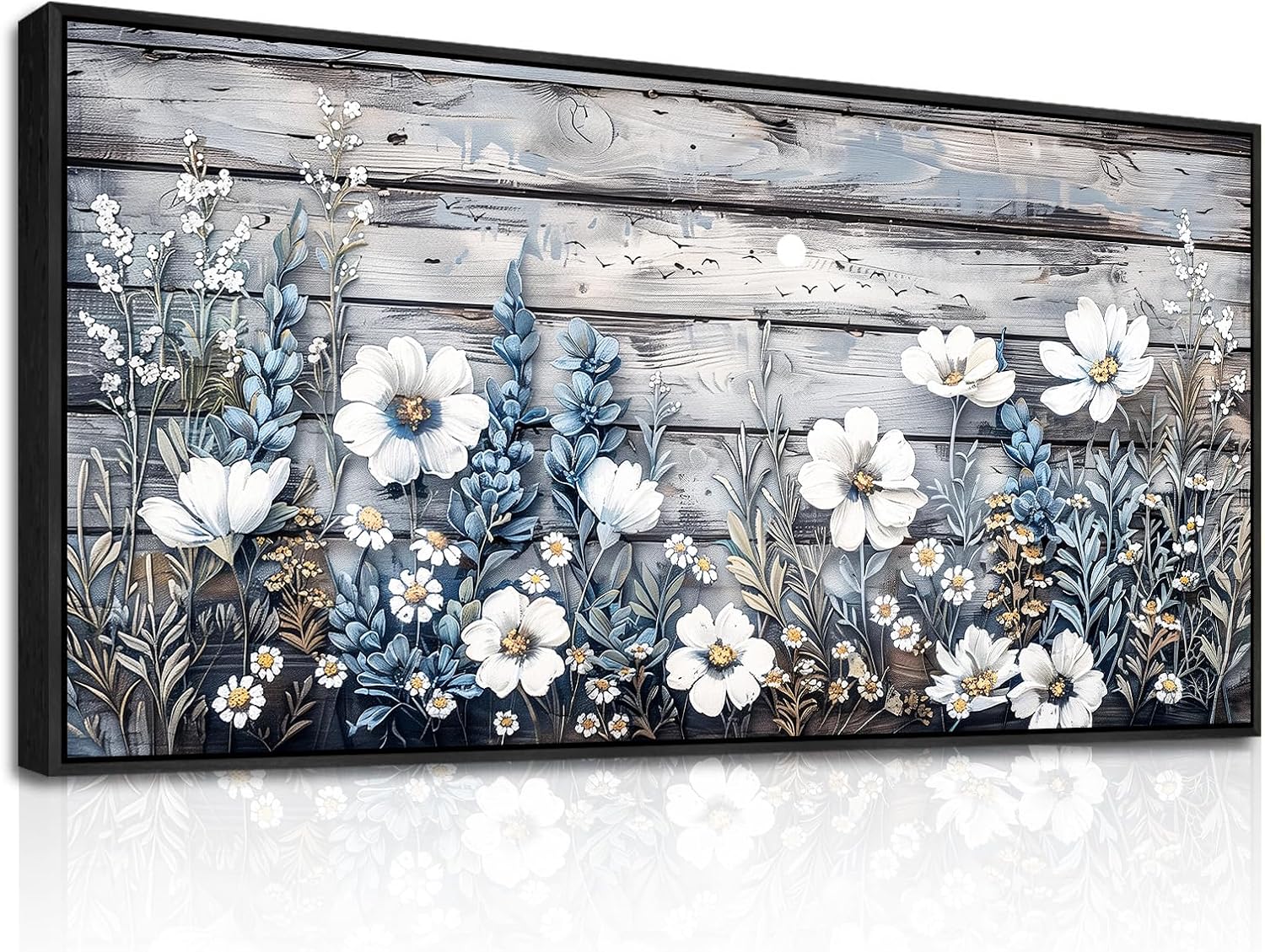 XIGUANGART Large Black Framed Wall Art for Living Room Floral Canvas Prints Printing Bedroom Artwork for Walls Rustic Nature Abstract Pictures for Kitchen Bathroom Office Modern Home Decor Mural 30x60