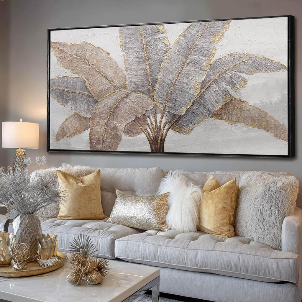 CHUDANHAO Botanical Wall Art Vintage Pictures Wall Decor Grey and Gold Photo Prints Line Wall Hangings 24'x48' Canvas Decorations for Bedroom Office