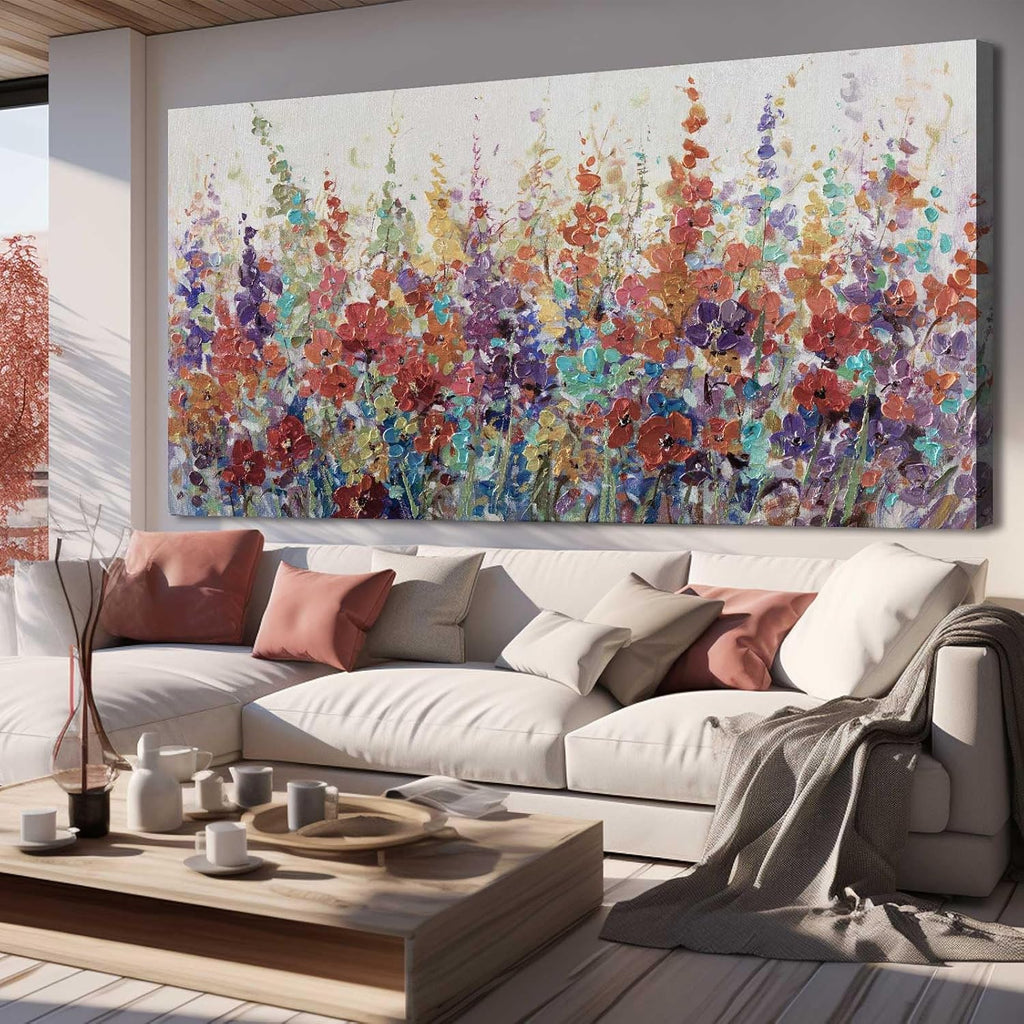 XIANSHOU Pink and Gold Wall Art Flowers Picture Textured Wall Art for Bedroom Living Room Office Girls Room Wall Decoration 29'x 58'