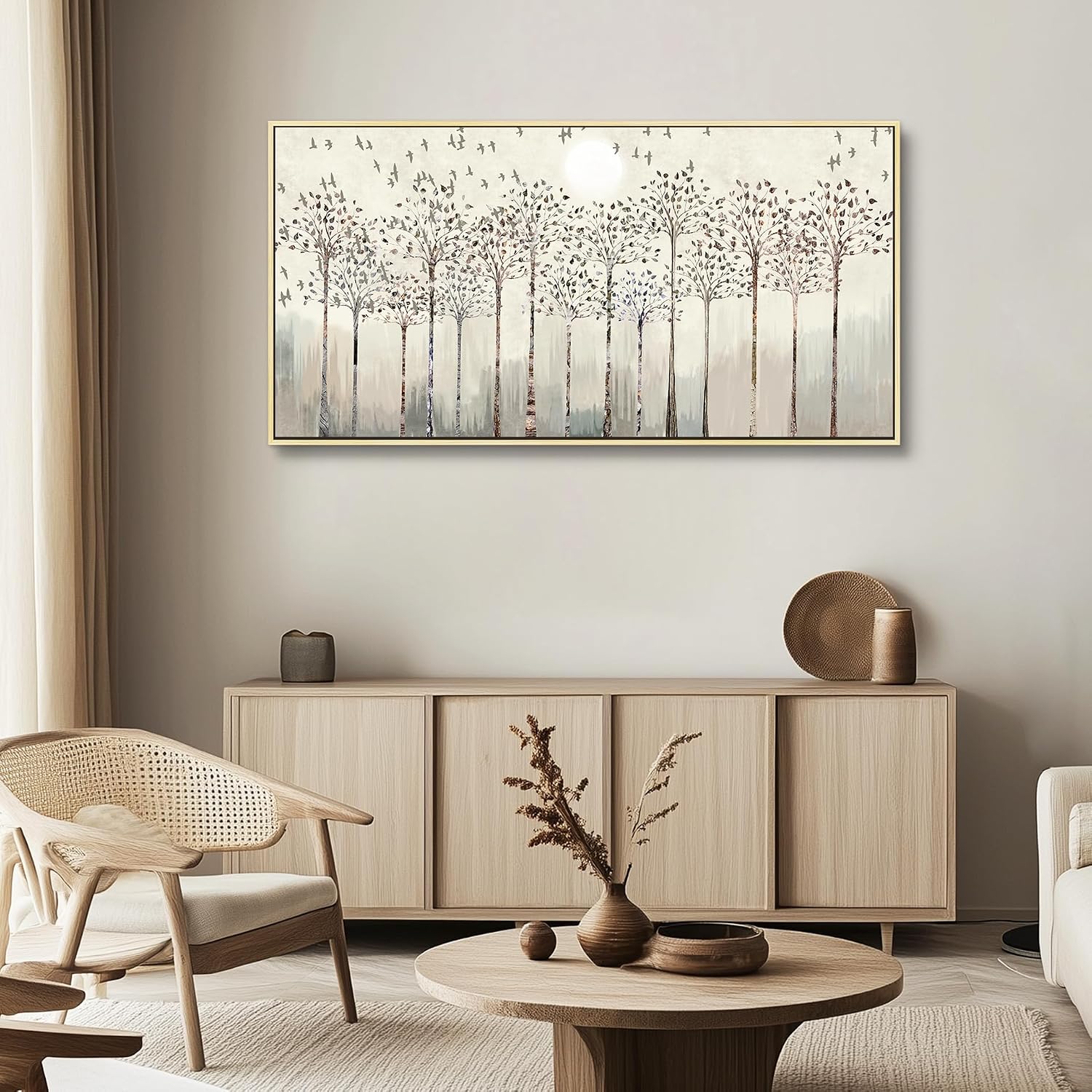 Scenery Abstract Wall Paintings Framed Canvas Wall Art For Living Room Large Office Wall Decor For Bedroom Wall Decorations Pictures Artwork Canvas Prints Boho Home Wall Decor Natural Wood Framed