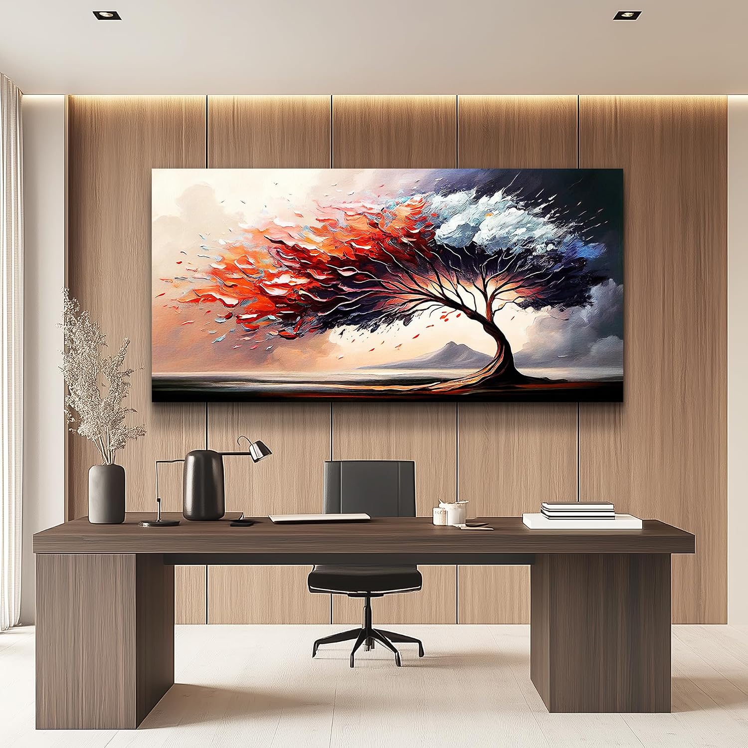 MHARTK66 Wall Decorations For Living Room Large Canvas Wall Art For Bedroom Office Decor Tree Landscape Abstract Wall Paintings Framed Prints Pictures Artwork Modern Hotel Room Home Decor 30x60 In