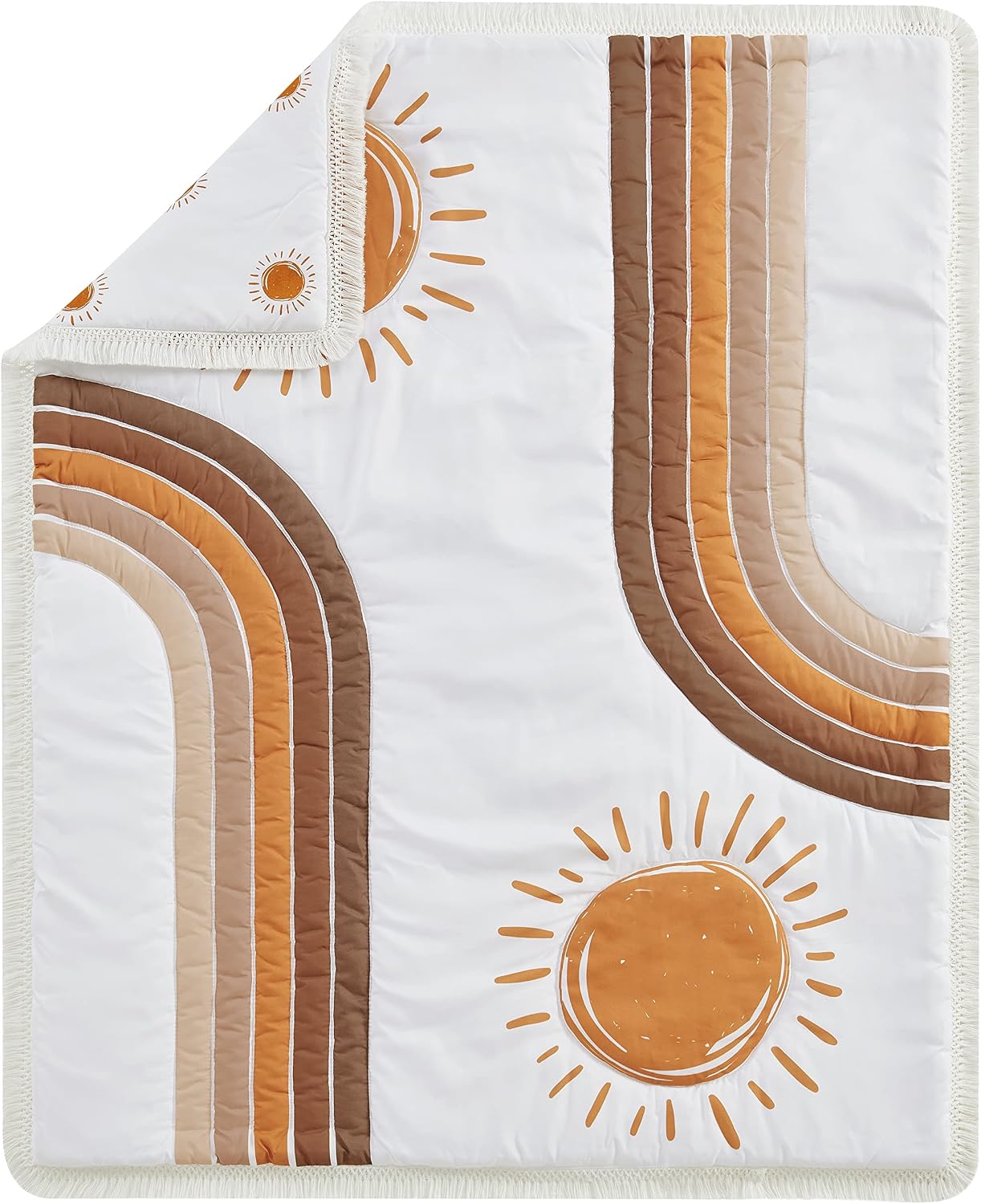 Sweet Jojo Designs Rainbow Vintage Boho Sun Boy Girl Gender Neutral Baby Crib Bedding Set Infant Nursery Room BreathableBaby Breathable Mesh Crib Liner Blanket Fitted Sheet Skirt 6p Bohemian Sky Retro