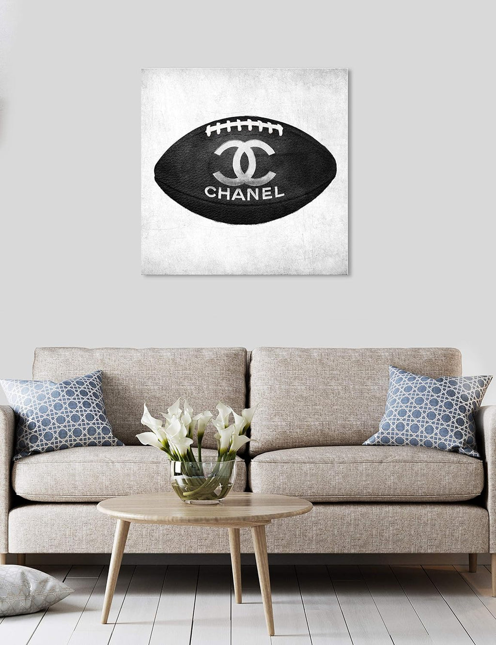 The Oliver Gal Artist Co. Oliver Gal Football' Black Fashion Wall Art Print Premium Canvas 30' x 30' Gray