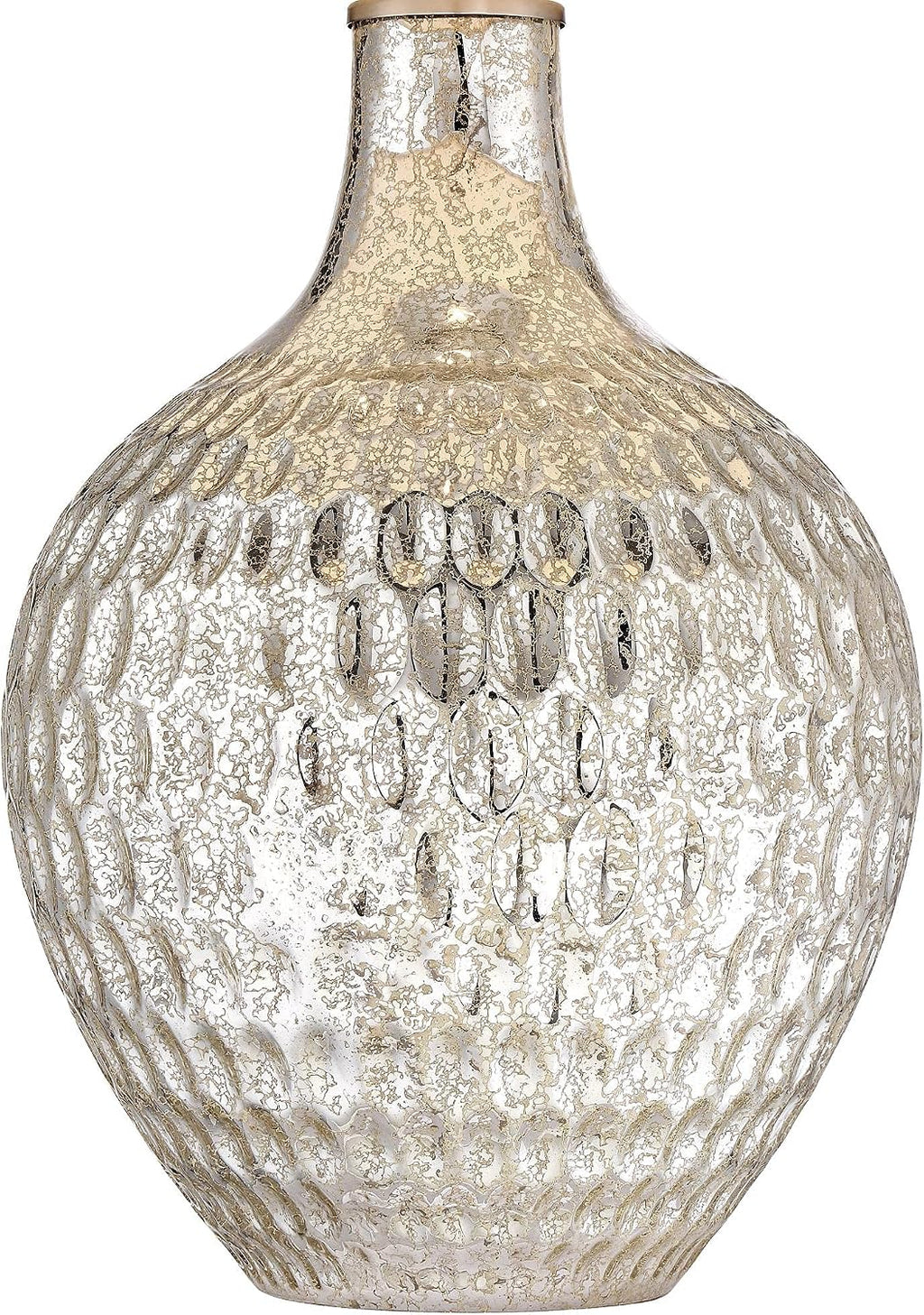 360 Lighting Waylon Modern Glam Luxury Table Lamp 28' Tall Dimpled Textured Mercury Glass Off-White Tapered Drum Shade Decor for Living Room Bedroom House Bedside Nightstand Home Office
