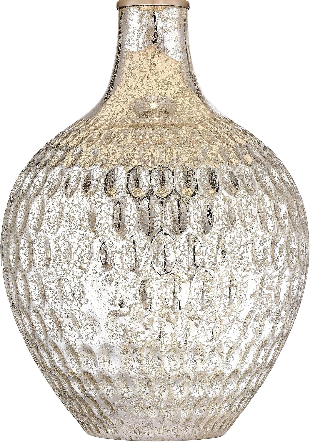360 Lighting Waylon Modern Glam Luxury Table Lamp 28' Tall Dimpled Textured Mercury Glass Off-White Tapered Drum Shade Decor for Living Room Bedroom House Bedside Nightstand Home Office