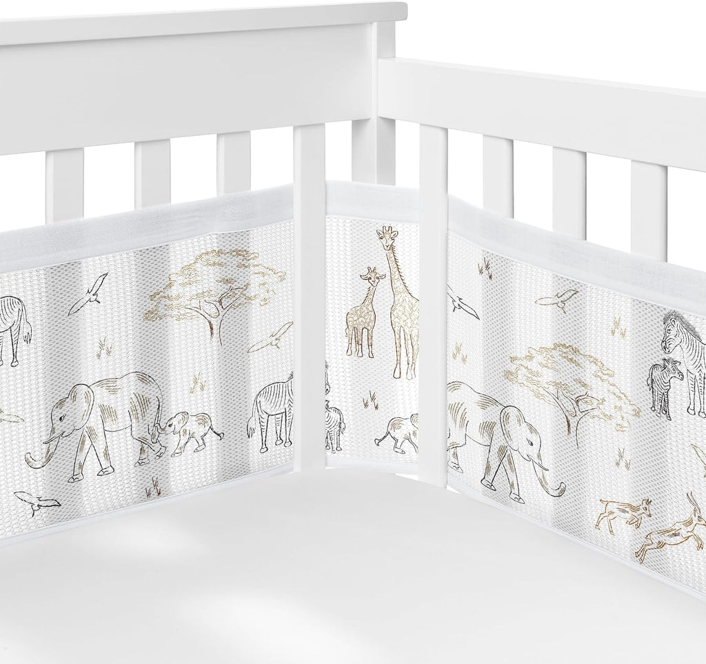 Sweet Jojo Designs Jungle Safari Animals Boy Girl Gender Neutral Baby Crib Bedding Set Infant Nursery Room BreathableBaby Breathable Mesh Crib Liner Blanket Fitted Sheet Skirt 6p Elephant Serengeti