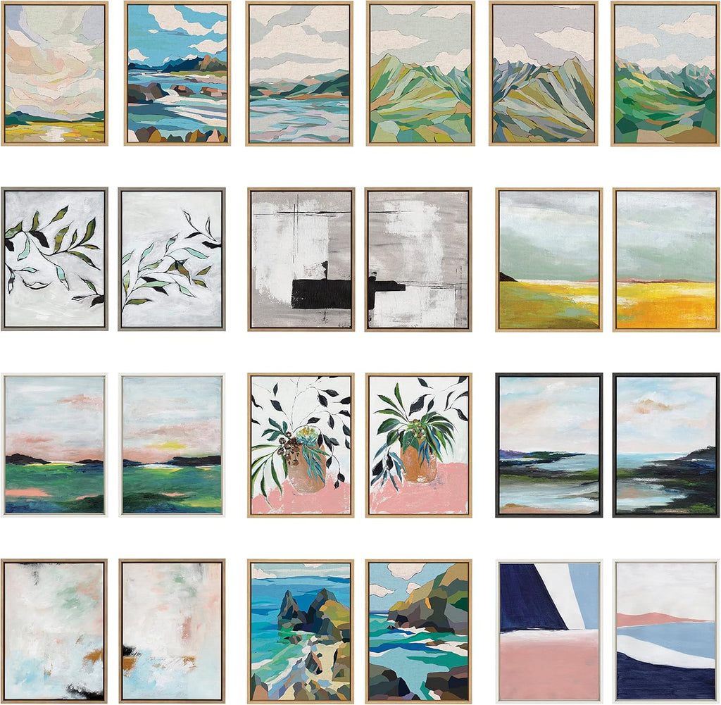 Kate and Laurel Sylvie Golden Peach Coast l and II Framed Canvas Wall Art Set by Nikita Jariwala, 2 Piece Set 18x24 Gold, Soft Abstract Prairie Landscape Art for Wall Decor